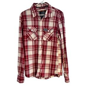 Superdry Red‎ and White Casual Button Down Shirt
